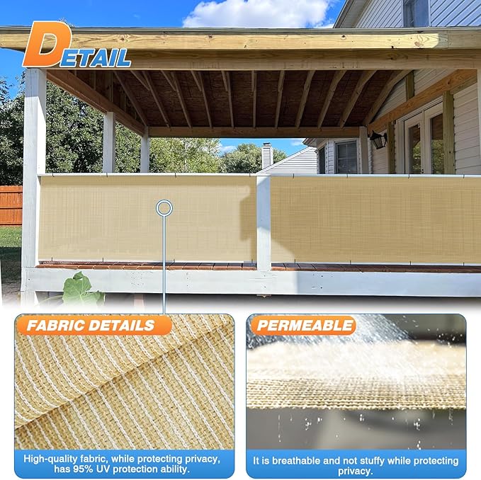 TANG Sun Shade Fabric Roll 8'x113' Shade Cloth for Garden Beige HDPE Mesh Shading Pergola Cover Replacement Canopy, 95% Blockage Sunshades for Outdoor Patio Backyard Plant