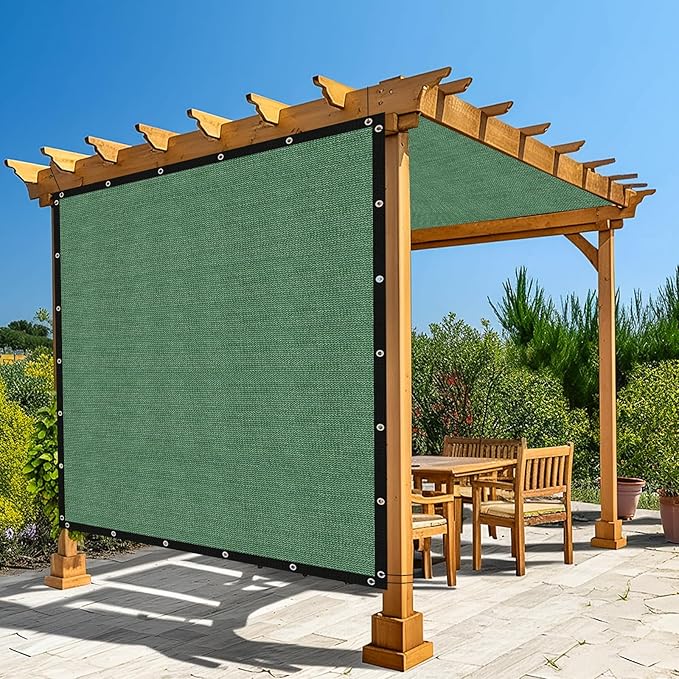 Amagenix 90% Pergola Shade Cover 6' X 13' Sun Shade Cloth with Grommets for Outdoor Garden Patio Porch, Commercial Grade 200 GSM - Cable Zip Ties Included (We Customized) GN108, Green