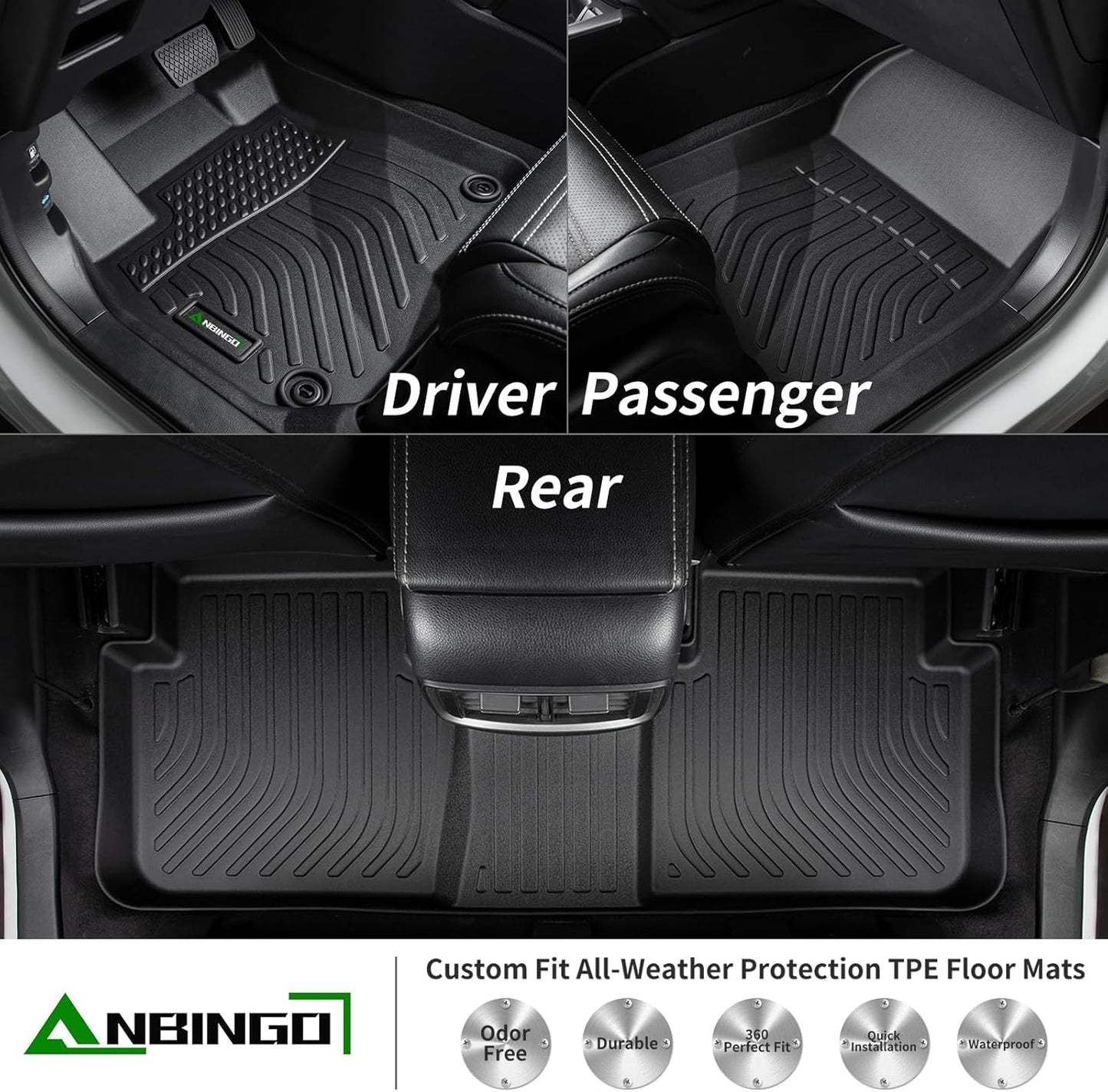 ANBINGO®- Floor Mats & Cargo Liner for Genesis GV60 2025 2024 2023 All Weather Protection TPE Waterproof Non-Slip Car Floor Liners 1st & 2nd Row Set, for 2025 GV60 Accessories