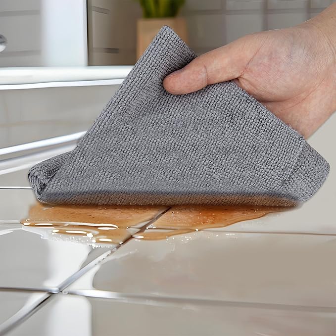 CARTMAN 60 Pack Microfiber Cleaning Cloth, Reusable Tear Away Towels Roll, 12"x12", Multi-Purpose Microfiber Towels Cleaning, Lint Free, Absorbent Cleaning Rags for Kitchen, Car, Glass (Grey)