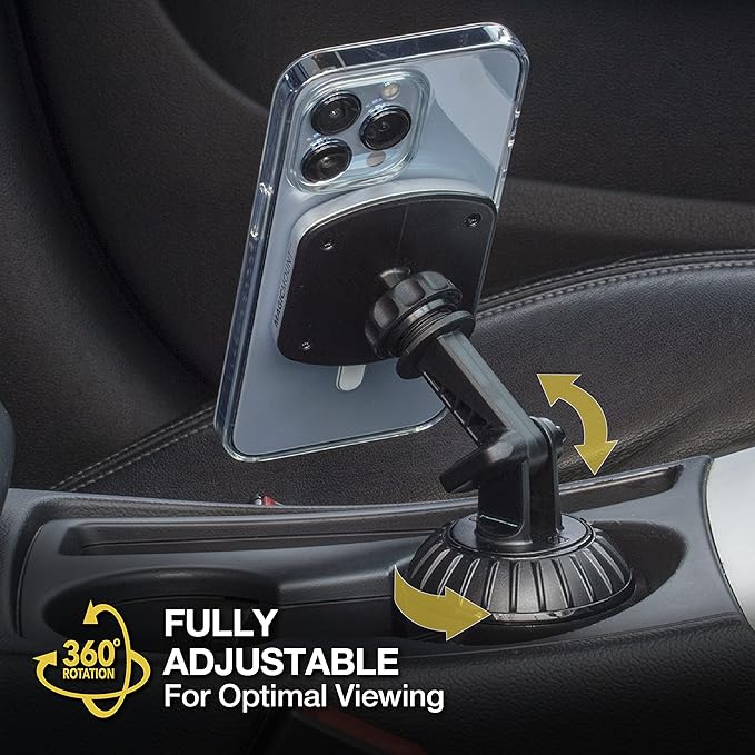 Scosche MP2CUPM-SP MagicMount Pro2 Cup Holder Magnetic Cell Phone Holder Car Mount Kit Compatible with MagSafe, iPhones, Galaxy, Pixel & All Smartphones
