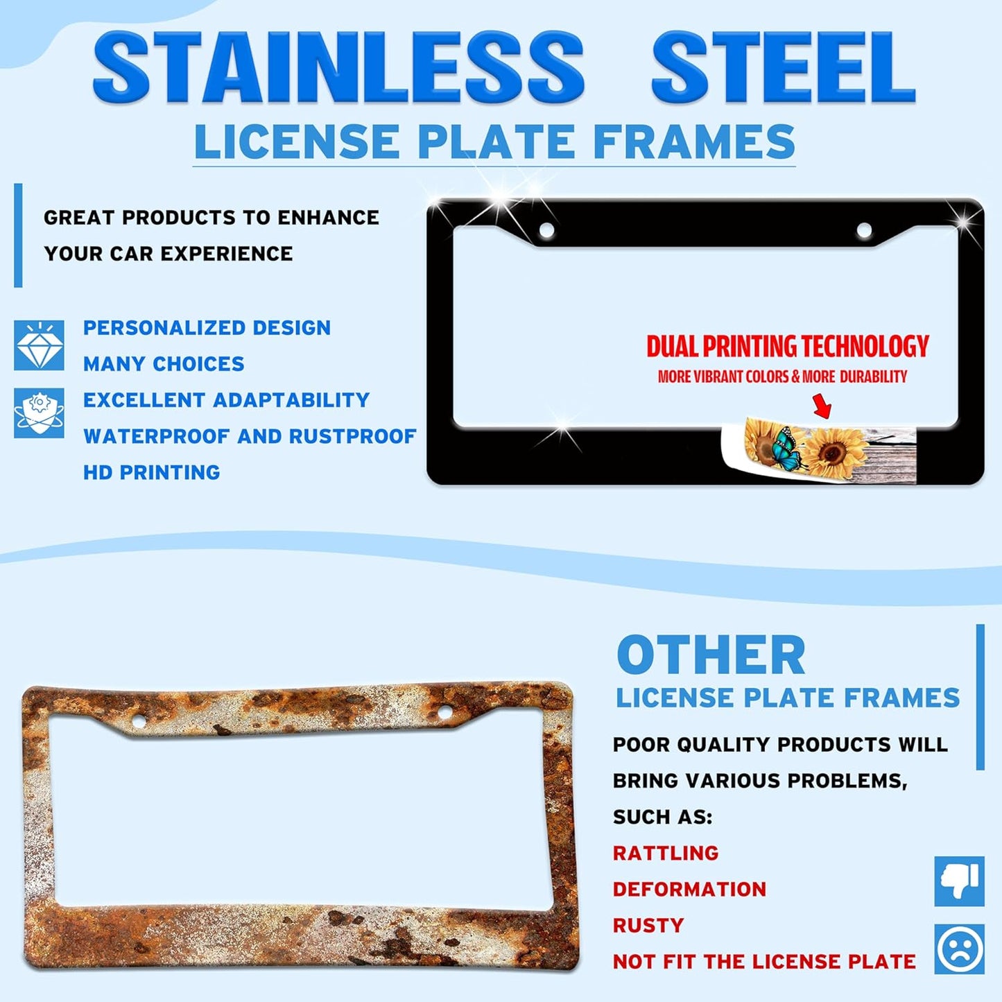 I Brake for Goth Girls License Plate Frame Funny Gothic License Plate Holder for Front or Rear Car Tags Reusable Durable Stainless Steel Car Decoration with Screws 6.3 X 12.2 Inch for Men Women