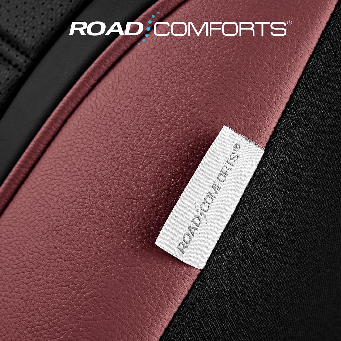 Road Comforts Leather Seat Covers, Breathable Car Seat Covers Full Set for Men,Airbag Compatible, Automotive Seat Covers Set Universal Fit Most Cars,Vans,Truck,SUV
