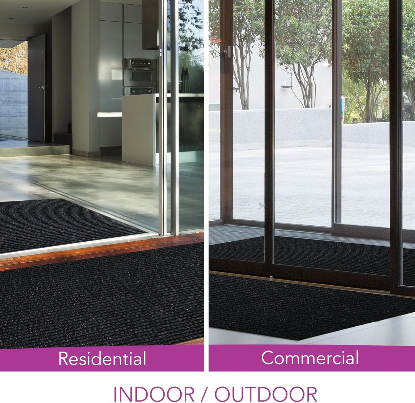 iCustomRug Spartan Weather Warrior Duty Indoor/Outdoor Utility Ribbed in 3ft,4ft,6ft Widths 70 Custom Sizes with Natural Non-Slip Rubber Backing 4'X80' in Black