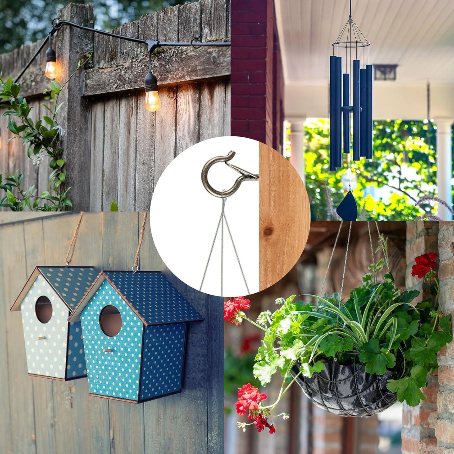 96 PCS Q-Hanger Hooks, Screw Hooks for Outdoor String Lights, Safety Buckle Design Cup Eye Hook for Hanging Christmas Lights, Plants, Mounted on Wall Ceiling, Include 1 Wing Nut Driver, Copper