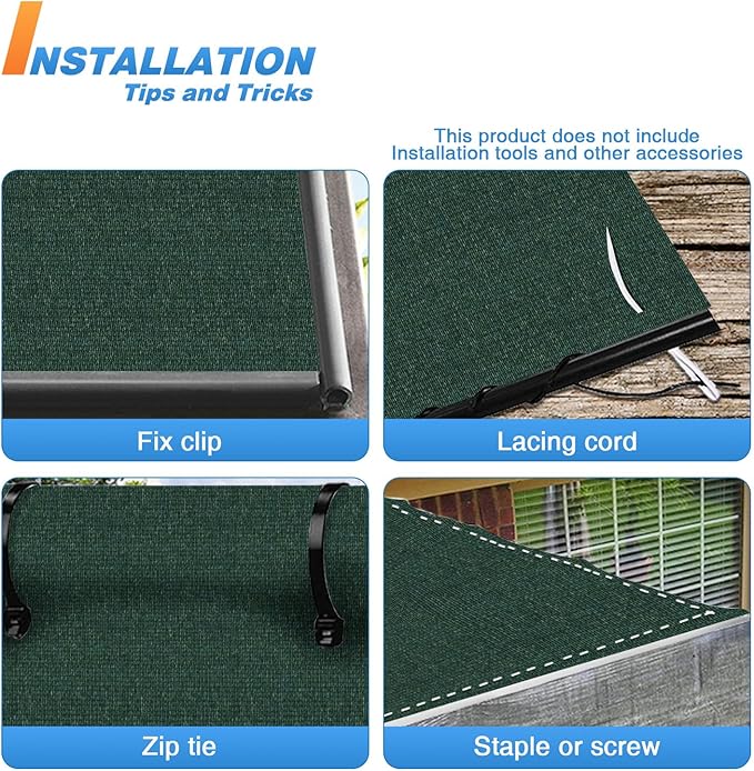 TANG Sun Shade Fabric Roll 8'x9' Shade Cloth for Garden Dark Green HDPE Mesh Shading Pergola Cover Replacement Canopy, 95% Blockage Sunshades for Outdoor Patio Backyard Plant