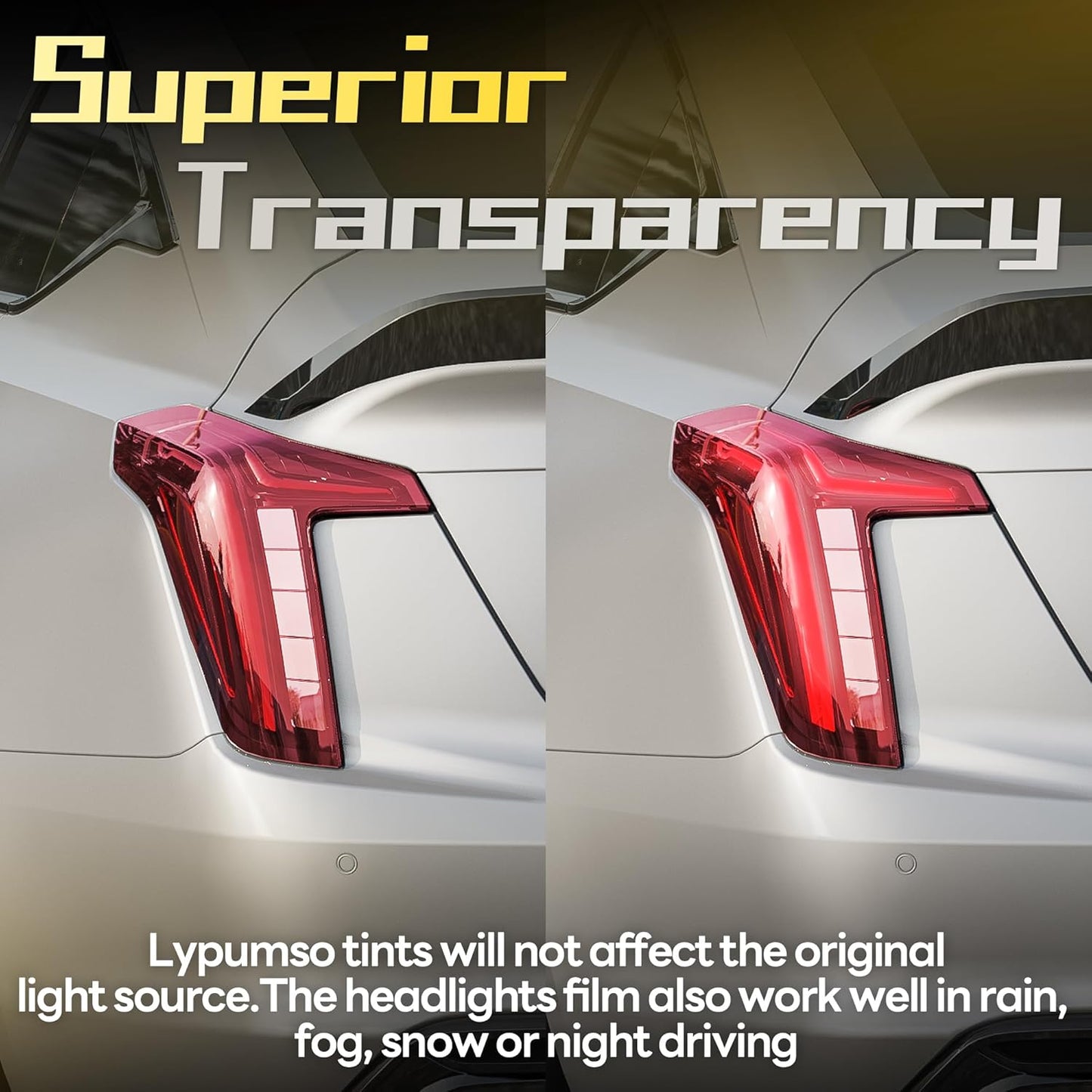 Lypumso 16 x 60 Inches Headlight Taillight Car Tint Vinyl Film, Self Adhesive Fog Lights Sticker Sheet Roll for Car Lights Cover Protection (Red)