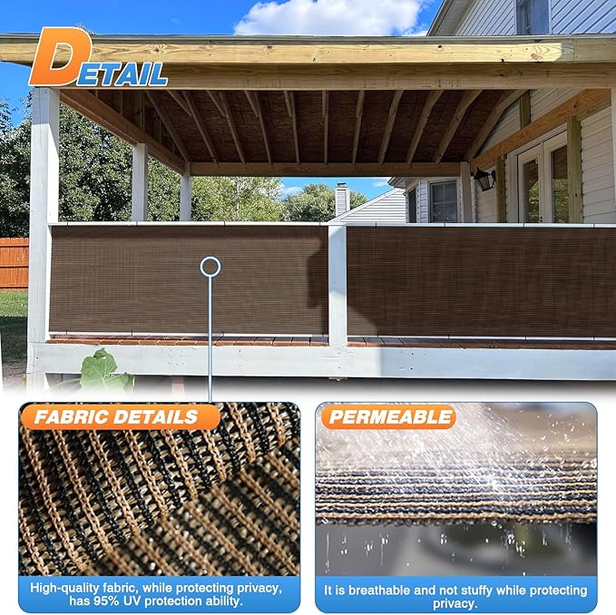 TANG Sun Shade Fabric Roll 8'x42' Shade Cloth for Garden Brown HDPE Mesh Shading Pergola Cover Replacement Canopy, 95% Blockage Sunshades for Outdoor Patio Backyard Plant