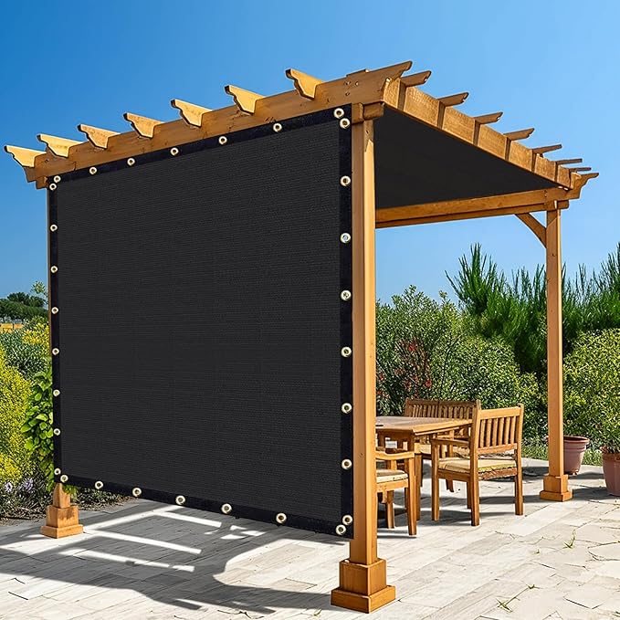 Amagenix 90% Shade Fabric 9'X 17' Black Sun Shade Cloth with Grommets for Pergola Replacement Shade Cover Canopy, Heavy Duty, Cable Zip Ties Included (We Customized)