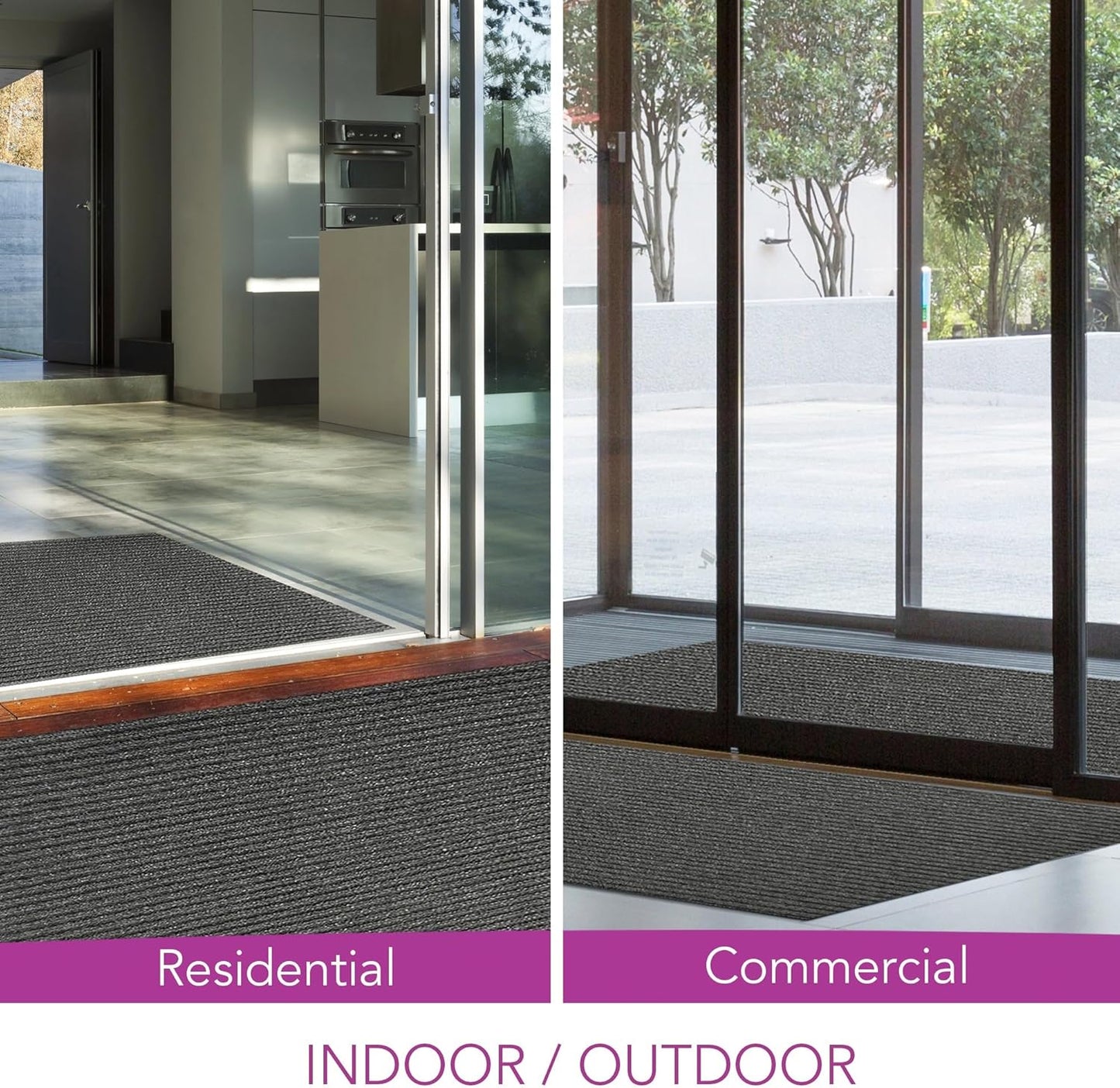 iCustomRug Spartan Weather Warrior Duty Indoor/Outdoor Utility Ribbed in 3ft,4ft,6ft Widths 70 Custom Sizes with Natural Non-Slip Rubber Backing 4'X34' in Charcoal
