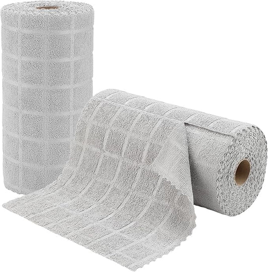 Ferdilan 80 Pack Microfiber Cleaning Cloth Roll,Lint Free Rags Paper Towels & Tear Away Reusable Towels,Washable Shop Rags,Wash Cloths Dish Rags(12" x 12") for Car Kitchen Window Garage-Light Gray