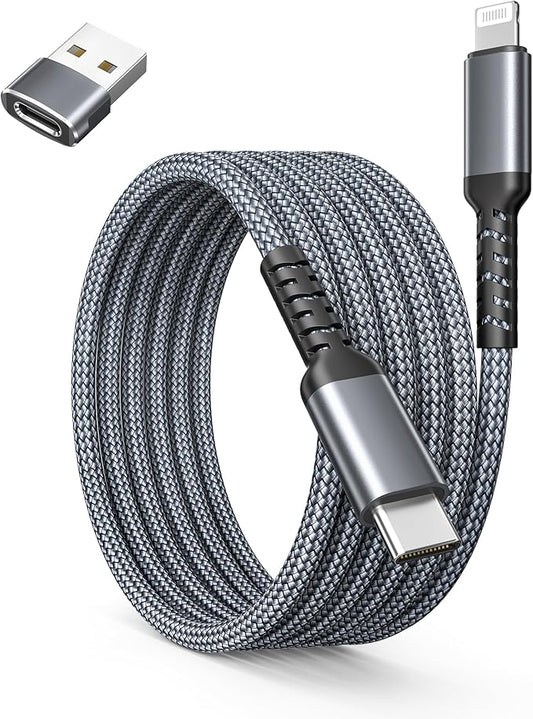 Basesailor for Apple iPhone 14 13 12 Pro Max Plus Charger Cable 3.3FT,USB Type C to Lightning Cord with USB A Adapter,Fast Charging Power Cord for iPhone 11 Mini XS XR X 8 7 6 SE, i Pad 8th 9th Gen