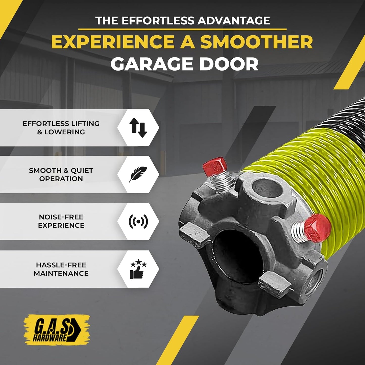 Garage Door Torsion Spring 207x1.75x24 Includes 1” Steel Bearing, Non-Slip Gloves, and Winding Bars for Left Side of Garage Door Precision E-Coating 5-Year Warranty Min. 30,000 Cycles (Red Cone)