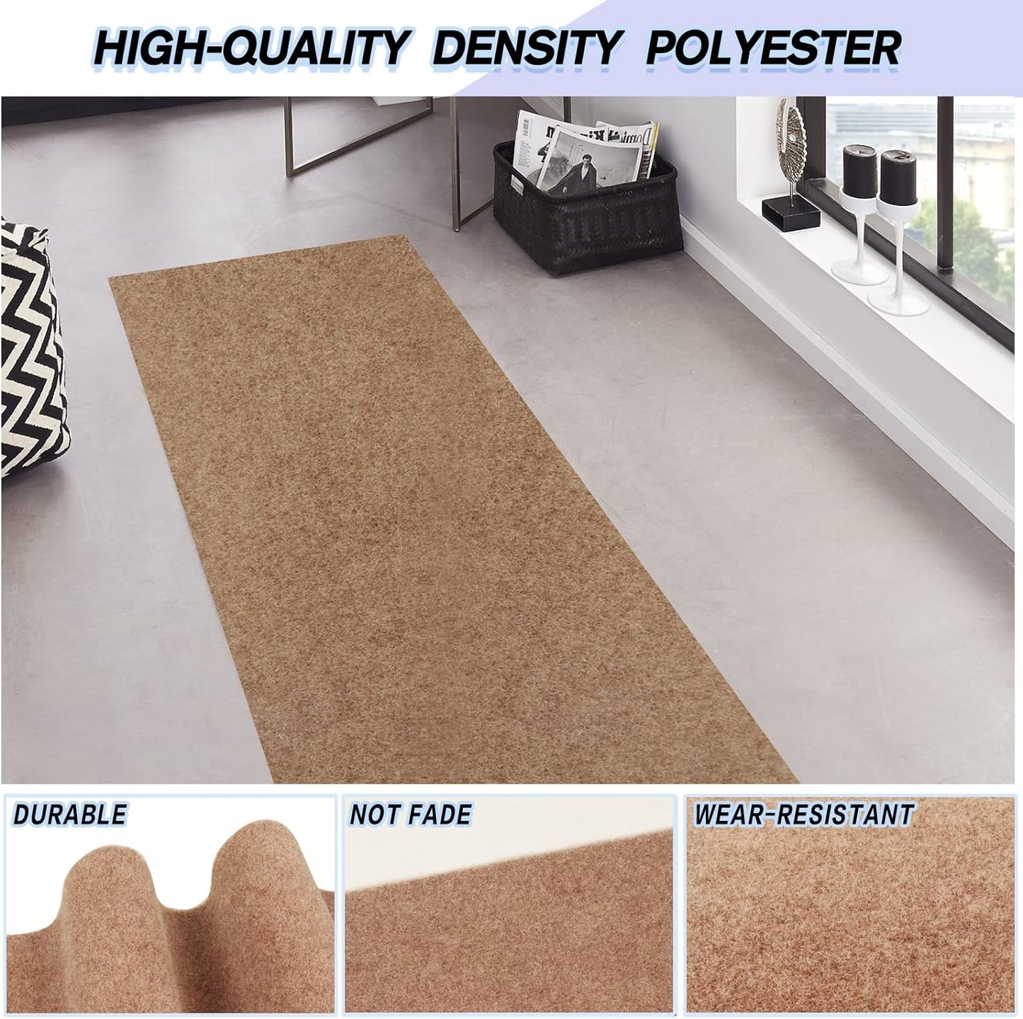 Custom Size Backed Non-Slip Area Rugs Runner, Easy Clean, Waterproof Runner Rugs for Hallway Entryway, Kitchen, Laundry, 2FT x 7FT, Beige