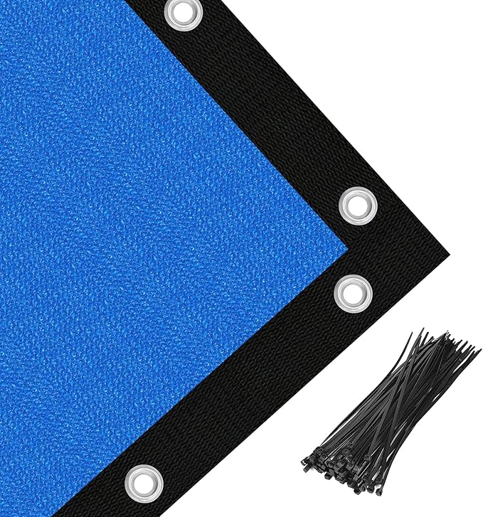 Amagenix 90% Pergola Shade Cover 4' X 18' Sun Shade Cloth with Grommets for Outdoor Garden Patio Porch, Commercial Grade 200 GSM - Cable Zip Ties Included (We Customized) GN108, Blue