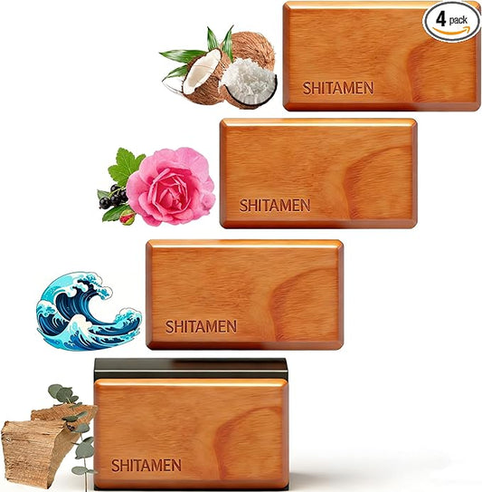 Car Air Freshener, Wood Air Freshener, Car Odor Eliminator for Visor Clip, 4-Pack Variety Scent Refill, Long Lasting - CLIP INCLUDED (Teak-Cabana-Ocean-Black Currant Rose)