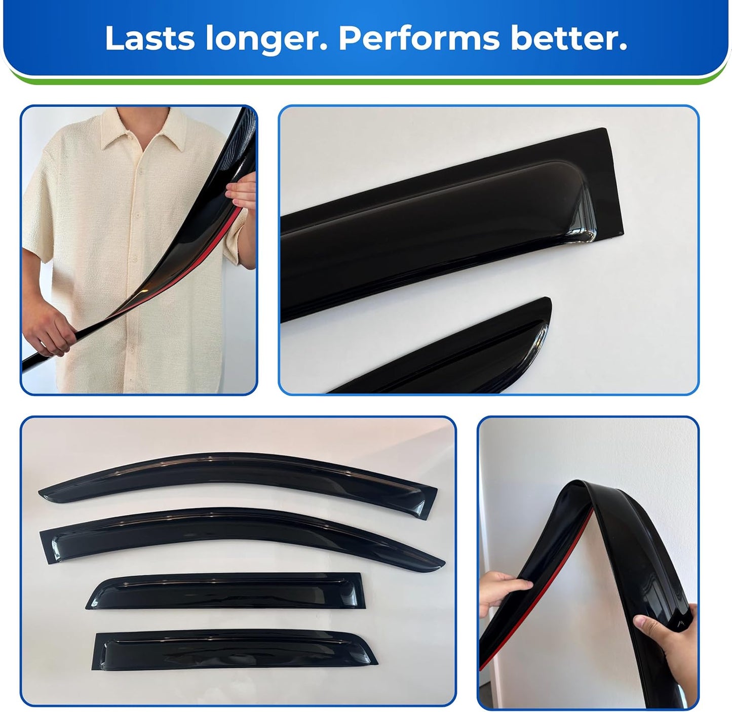 KPY Window Visor Compatible with Ford Transit 2014-2024, 2PC Rain Guard Side Window Vent Deflectors Tape-On Style, 2015 2016 2017 2018 2019 2020 2021 2022 2023