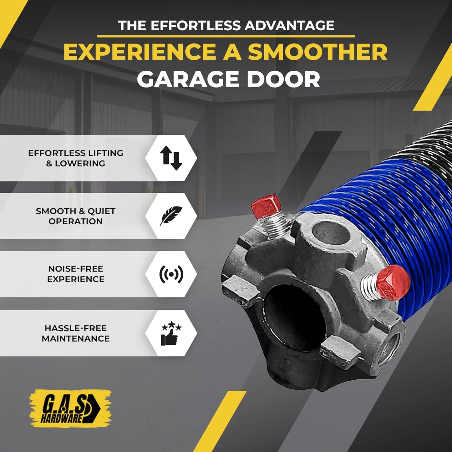 Garage Door Torsion Spring 262x2x35 Torsion Springs for Right Side of Garage Door with 1" Steel Bearing, Gloves, and Winding Bars Precision E-Coating 5-Year Warranty Minimum 30,000 Cycles (Black Cone)