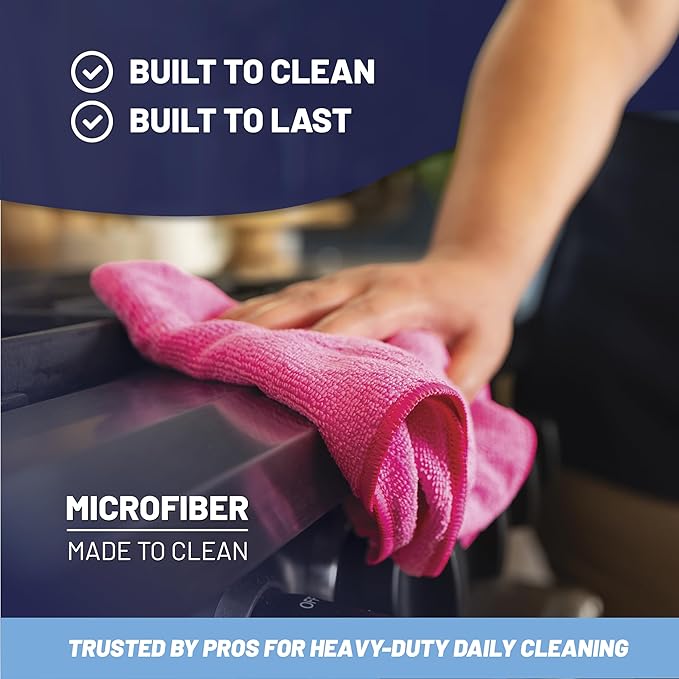 MW Pro Microfiber Cleaning Cloth | Gray | 12 Pack | 16” x 16” | All Purpose Microfiber Towels - Clean, Dust, Polish, Scrub, Absorbent