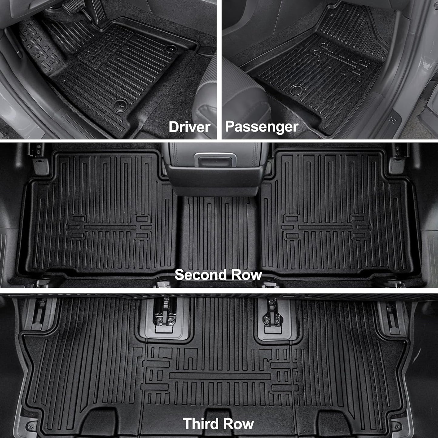 Floor Mats for 2025 Hyundai Santa Fe, All Weather TPE Cargo Mat with Backrest Mat Interior Car Mats Protection for Hyundai Santa Fe Calligraphy Accessories (Fit Hybrid and Fuel) 2024 2025