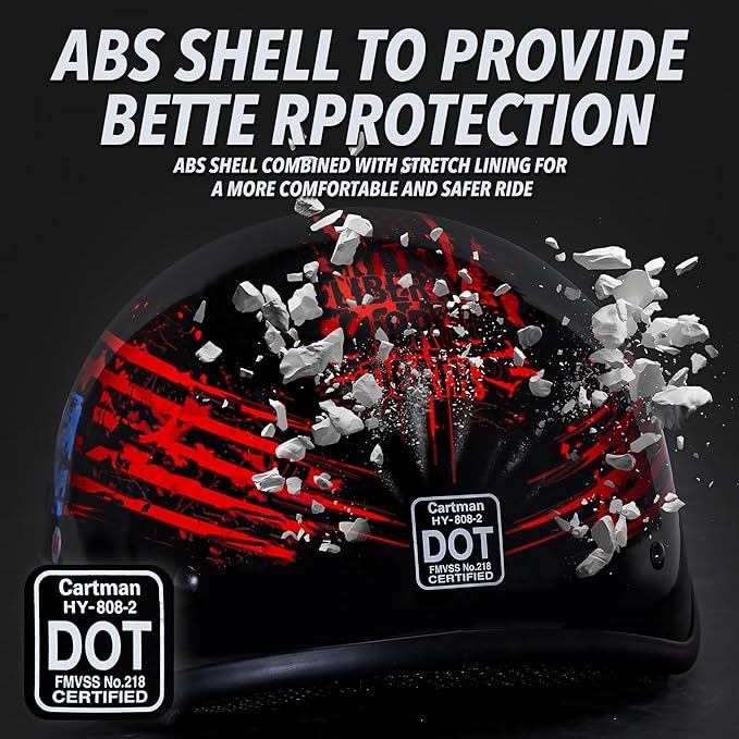 Cartman Cruiser Scooter Motorcycle Half Face Helmet, American Flag Skull USA Graphics, DOT Approved for Bike Scooter ATV UTV Chopper X-Large