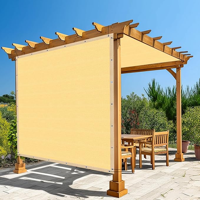 Amagenix 90% Shade Fabric 12'X 19' Sand Sun Shade Cloth with Grommets for Pergola Replacement Shade Cover Canopy, Heavy Duty, Cable Zip Ties Included (We Customized)