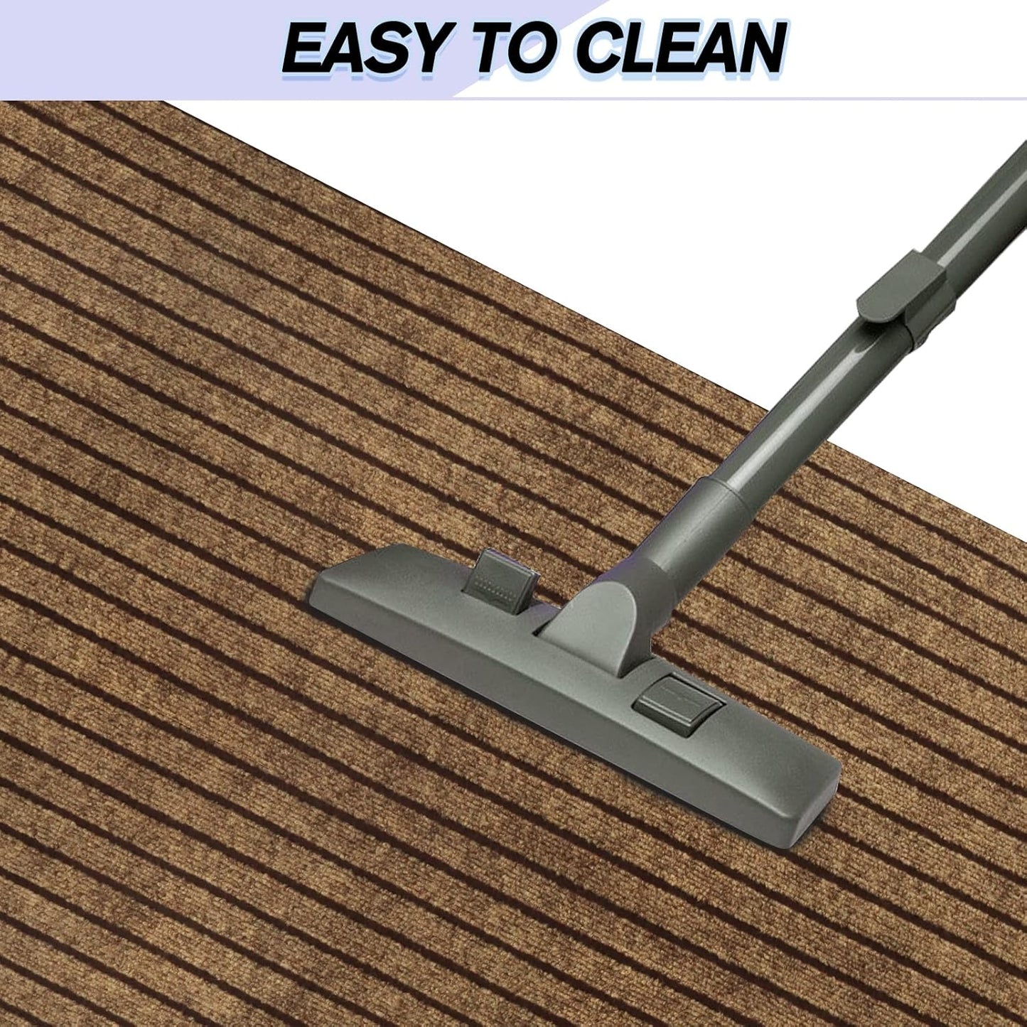 Custom Size Backed Non-Slip Area Rugs Runner, Easy Clean, Waterproof Runner Rugs for Hallway Entryway, Kitchen, Laundry, 3FT x 77FT, Brown Stripe