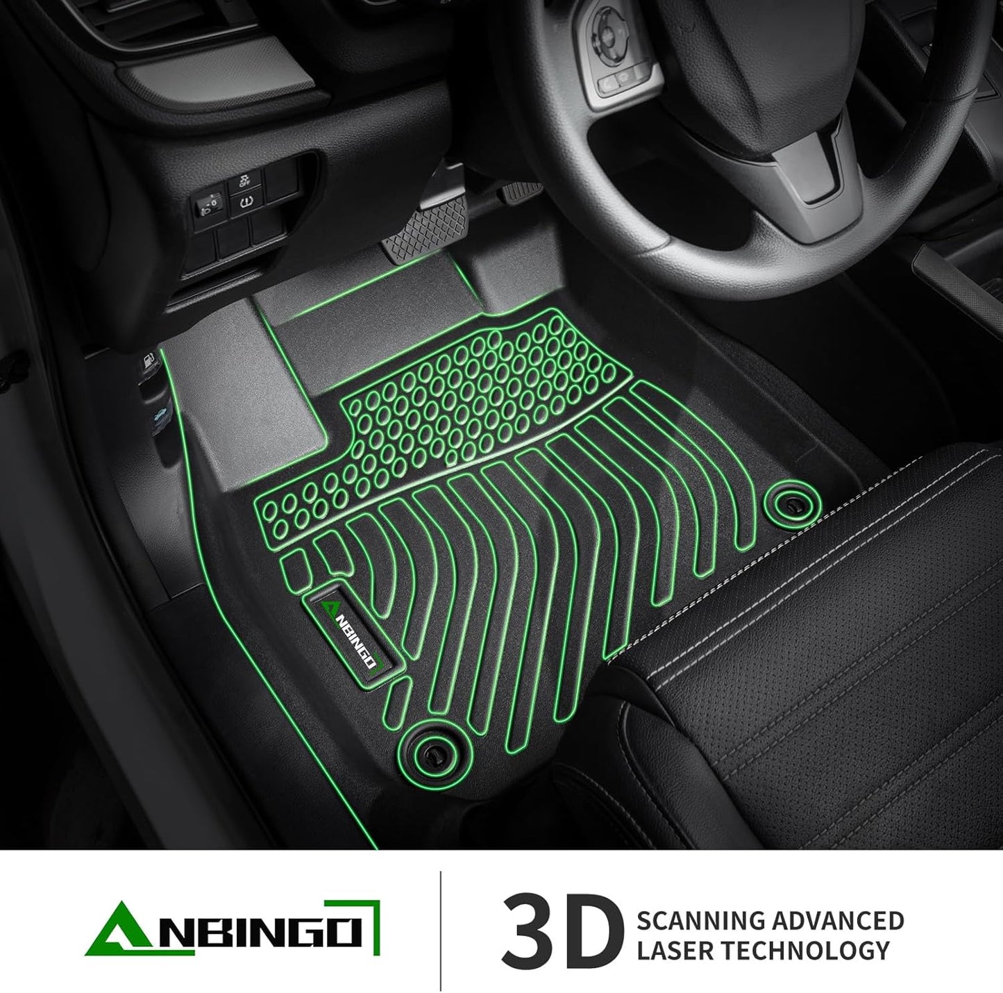 ANBINGO®-Floor Mats & Cargo Liner for Genesis GV70 2025 2024 2023 2022 (Not Fit Electrified GV70) Custom Fit Full GV70 All Weather Floor Mats Trunk mat GV70 Accessories - Black