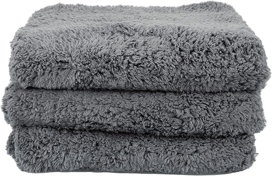 Maxshine 16" x 24" Universal 3-Pack Grey Microfiber Towels – 600GSM Edgeless Design – Ultra-Soft, High-Absorbency Towels for Car Detailing, Polishing & Scratch-Free Cleaning