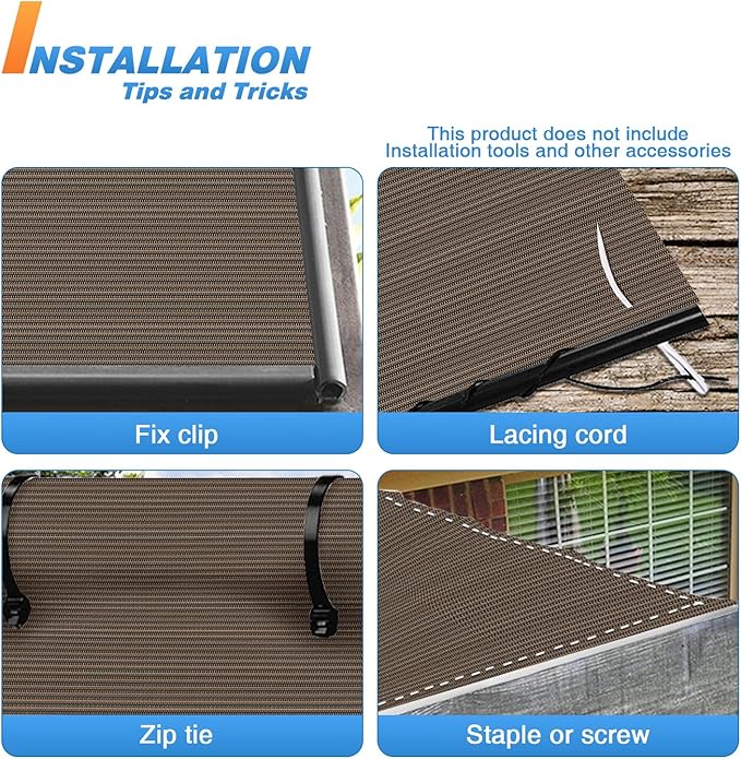 TANG Sun Shade Fabric Roll 8'x122' Shade Cloth for Garden Brown HDPE Mesh Shading Pergola Cover Replacement Canopy, 95% Blockage Sunshades for Outdoor Patio Backyard Plant