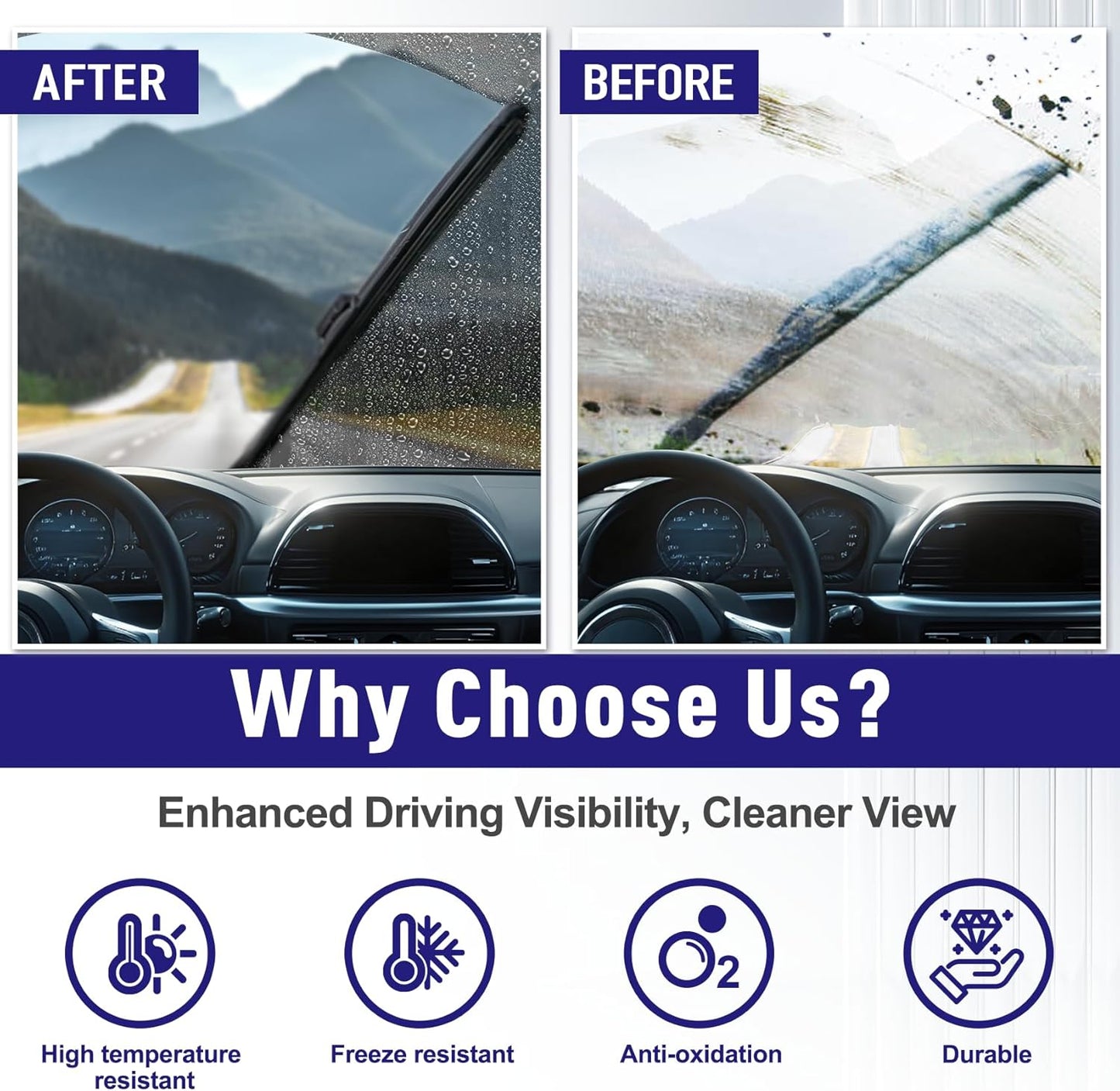 AJK Wiper Blades for Hyundai Kona 2024 2025, 3 Piece All Weather OEM Quality Automotive Replacement Windshield Wiper Blades for My Car