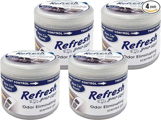 Refresh Your Car! 84941 New Car Scent Scented Gel Air Freshener, 4.5 oz, 4 Pack