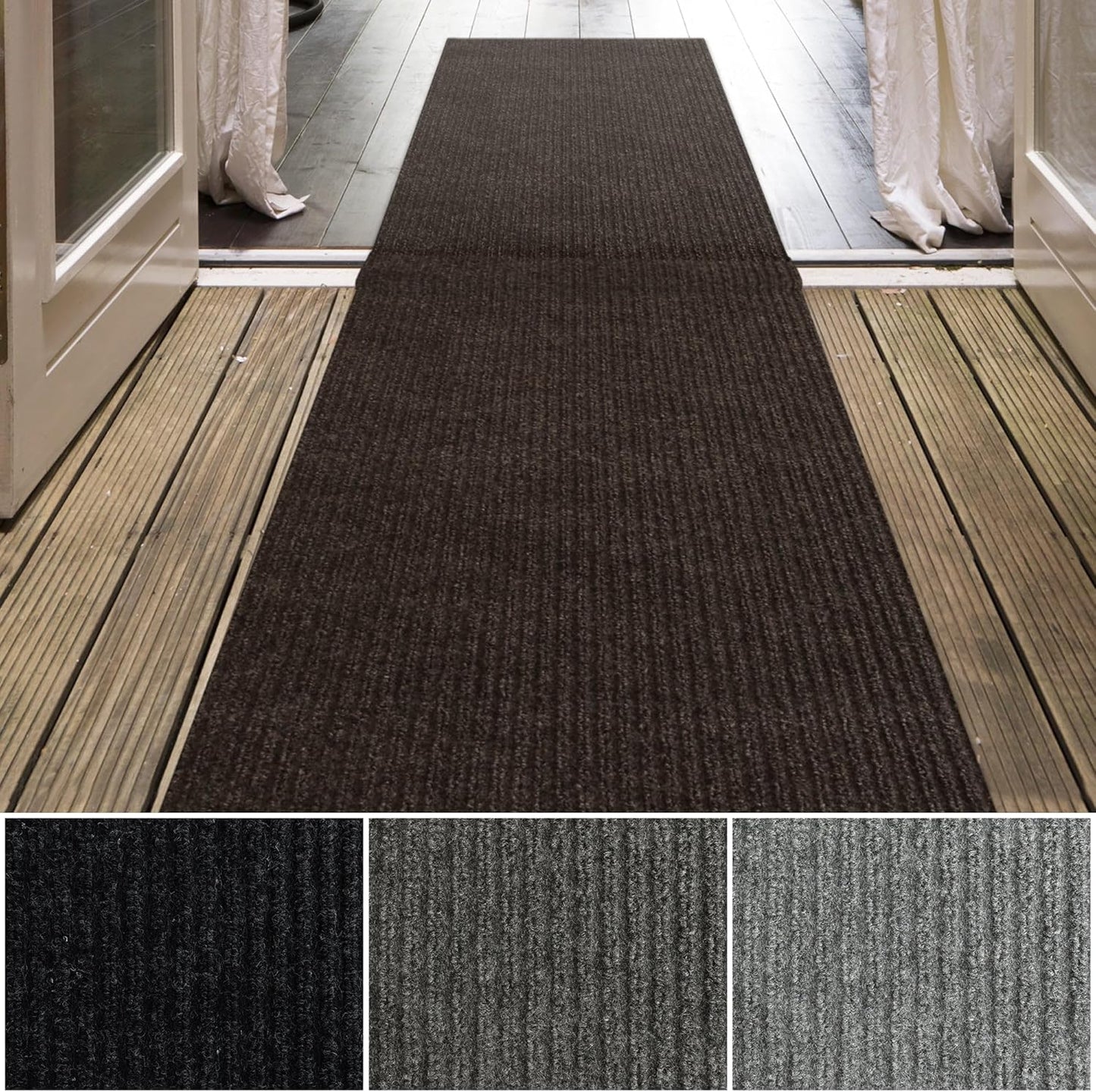 iCustomRug Spartan Weather Warrior Duty Indoor/Outdoor Utility Ribbed in 3ft,4ft,6ft Widths 70 Custom Sizes with Natural Non-Slip Rubber Backing 4'X8' in Brown