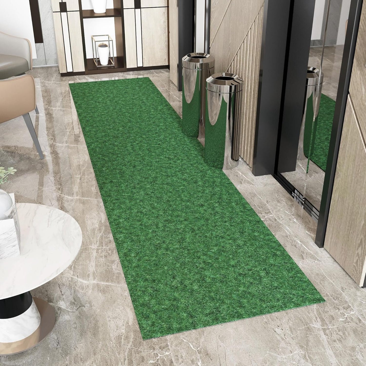 Ottomanson 2'7" x 16' Hallway Runner with Scraper Pile - Extra Durable Non-Slip Rug Mat for Indoor & Outdoor Use - Ideal for Kitchen, Entryway & Garage - High-Traffic Carpet, Green