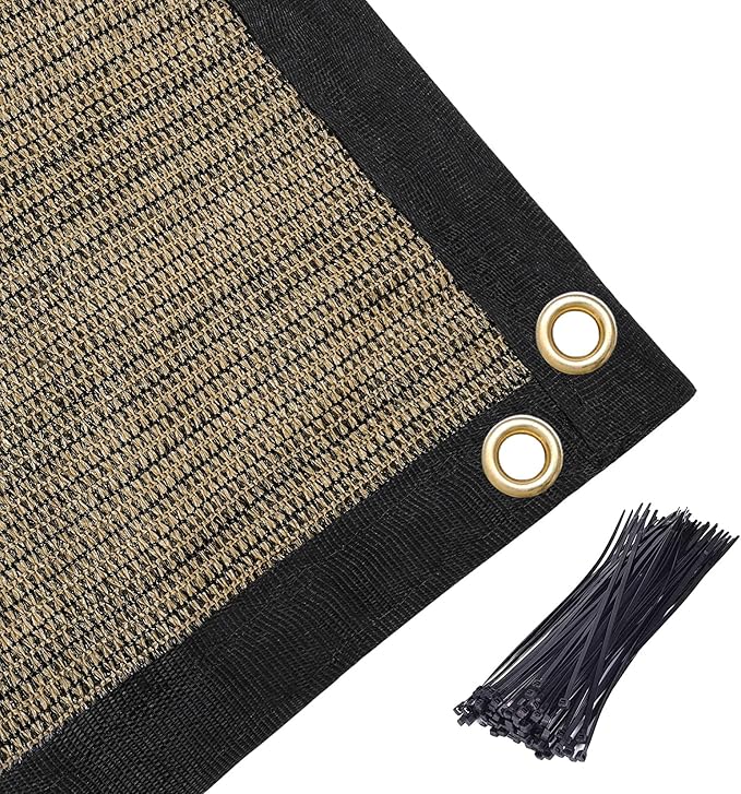 Amagenix 90% Shade Fabric 12'X 16' Mocha Sun Shade Cloth with Grommets for Pergola Replacement Shade Cover Canopy, Heavy Duty, Cable Zip Ties Included (We Customized)